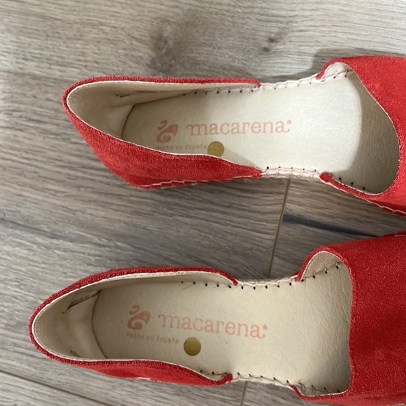 Macarena Sz 9 Red Suede Leather Iris D'Orsay Flat Espadrille Shoes - Picture 3 of 8